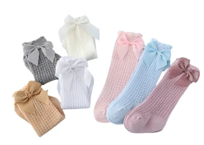 Toddler Bow Knee-High Mesh Socks