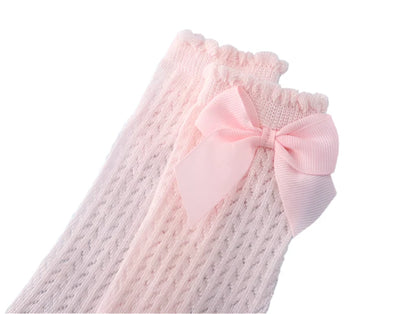 Toddler Bow Knee-High Mesh Socks
