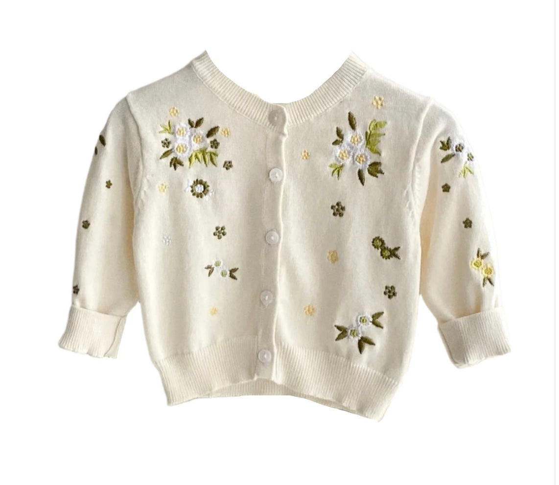Flower Embroidery Baby Cardigan