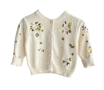 Flower Embroidery Baby Cardigan