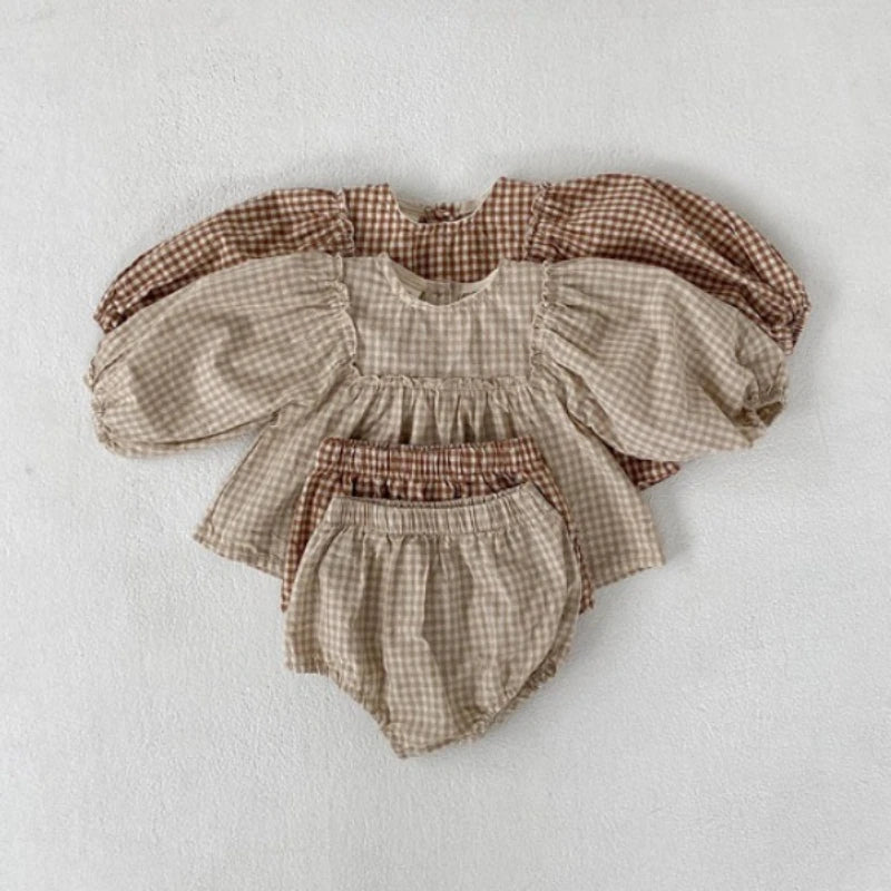 Plaid Blouse Set