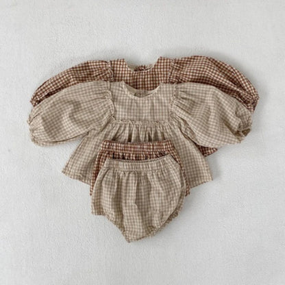 Plaid Blouse Set