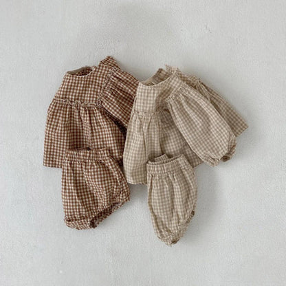 Plaid Blouse Set