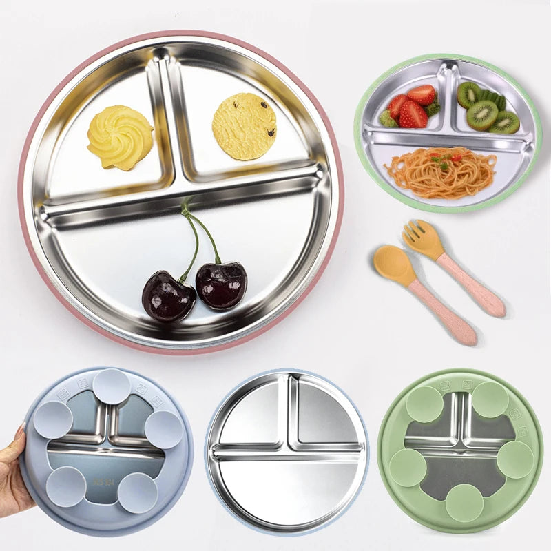 Stainless Steel Divided Plate with Silicone Suction