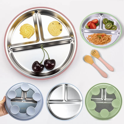 Stainless Steel Divided Plate with Silicone Suction