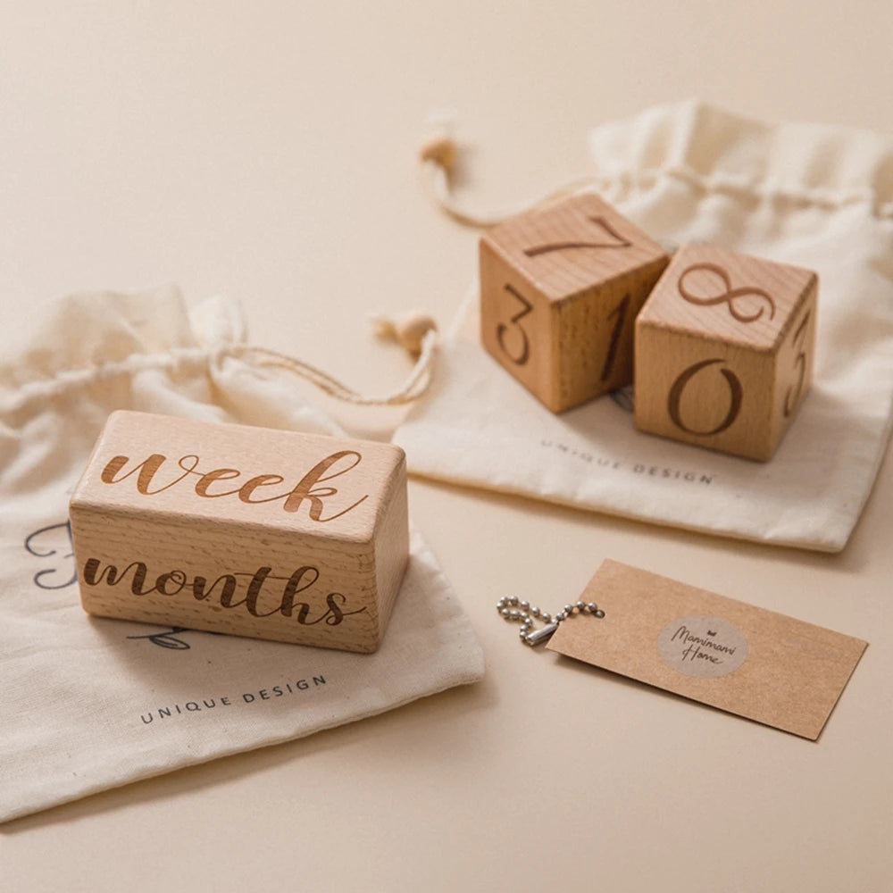 3Pcs Square Blocks Baby Month Milestone Markers