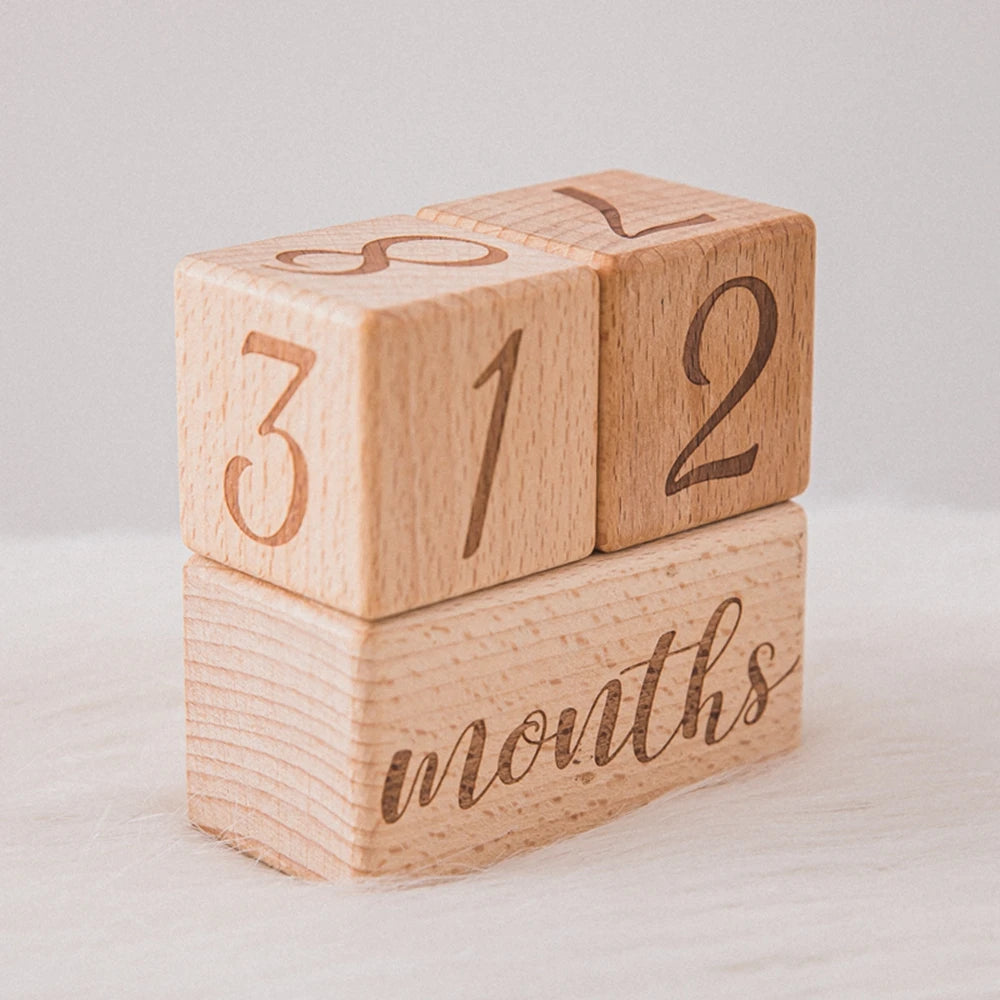 3Pcs Square Blocks Baby Month Milestone Markers