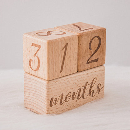 3Pcs Square Blocks Baby Month Milestone Markers