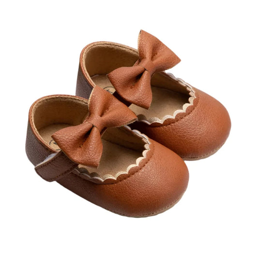 Leather Bow Slip Ons