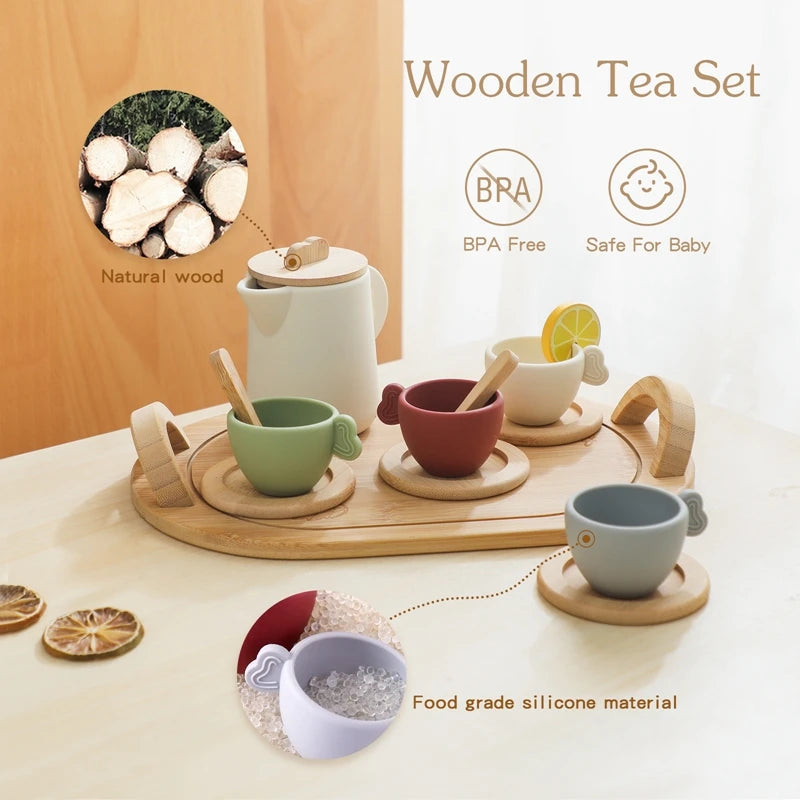 Little Host Montessori Wooden Tea Set