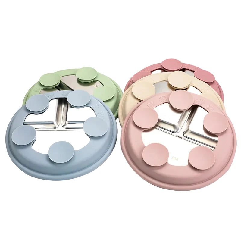 Stainless Steel Divided Plate with Silicone Suction