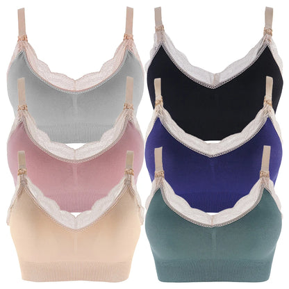 Seamless Lace Trim Nursing Bra