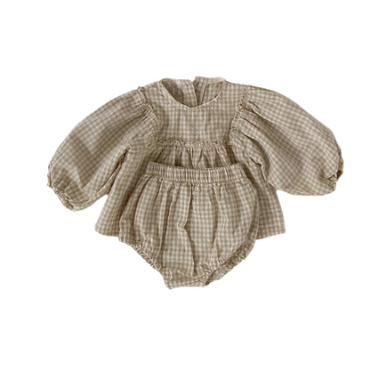 Plaid Blouse Set