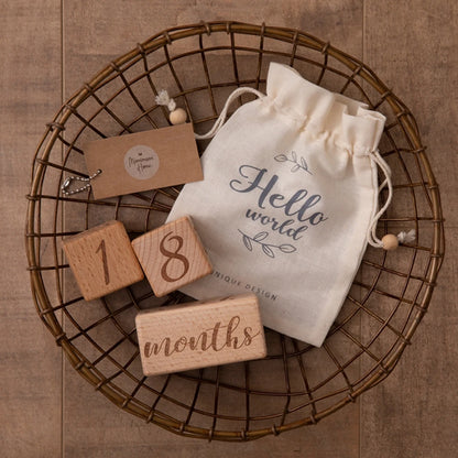 3Pcs Square Blocks Baby Month Milestone Markers