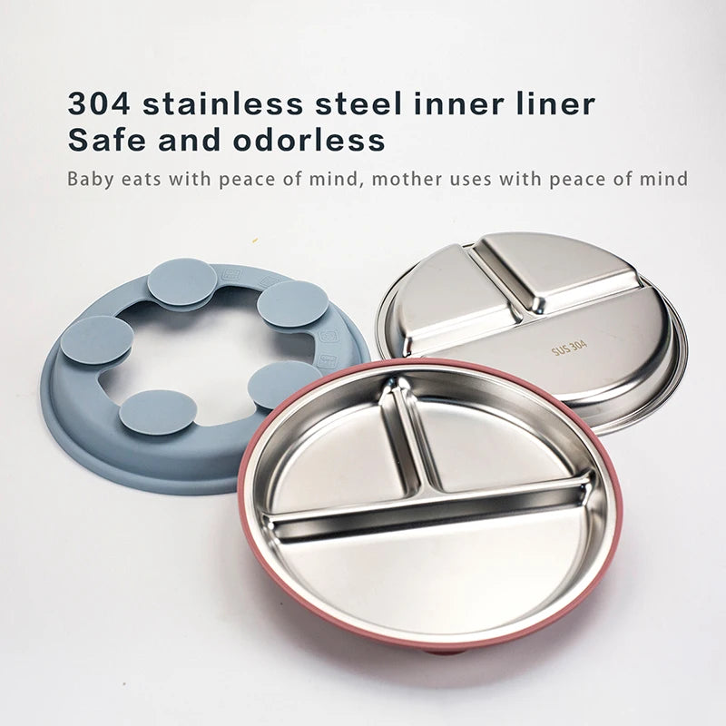 Stainless Steel Divided Plate with Silicone Suction