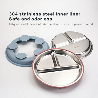 Stainless Steel Divided Plate with Silicone Suction