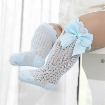 Toddler Bow Knee-High Mesh Socks
