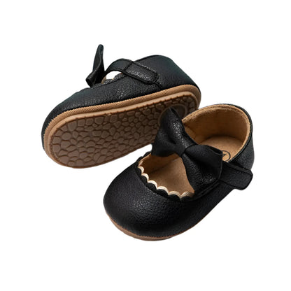 Leather Bow Slip Ons