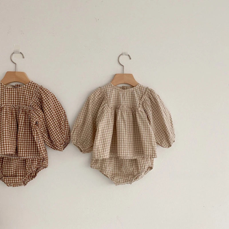 Plaid Blouse Set