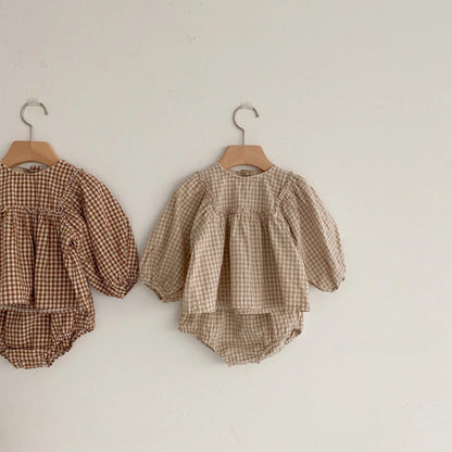 Plaid Blouse Set