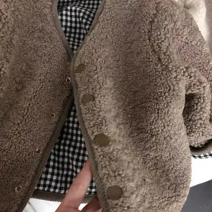 Reservable Plaid Plush Jacket