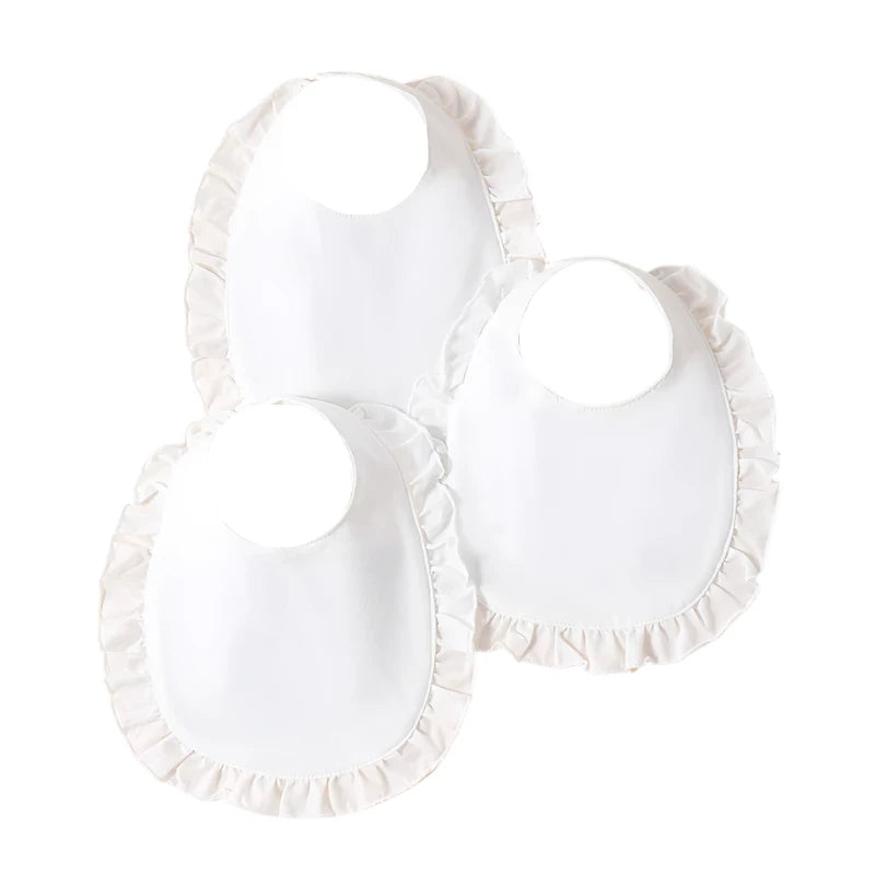 3pcs Cotton Lace White Bib