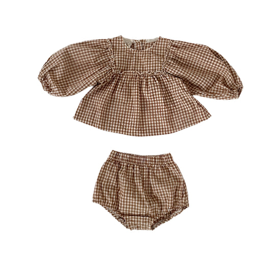 Plaid Blouse Set
