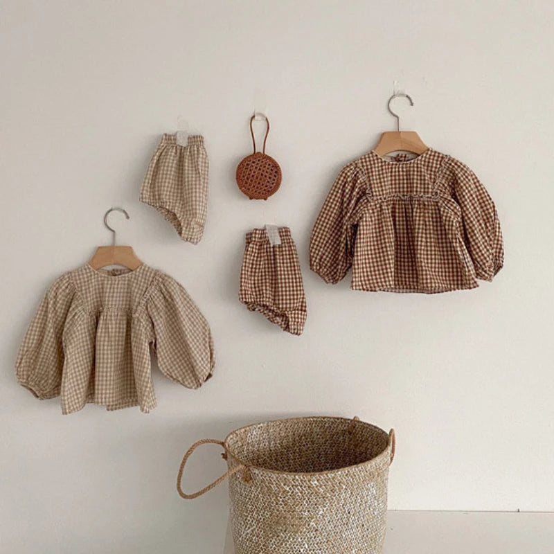 Plaid Blouse Set