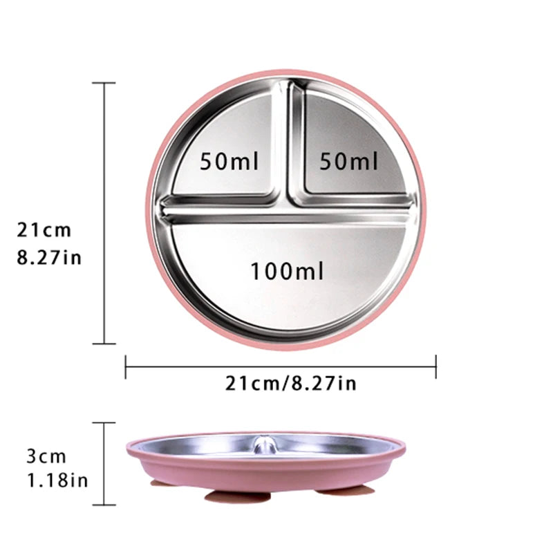 Stainless Steel Divided Plate with Silicone Suction