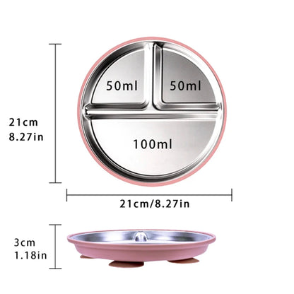Stainless Steel Divided Plate with Silicone Suction