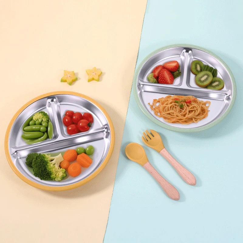 Stainless Steel Divided Plate with Silicone Suction