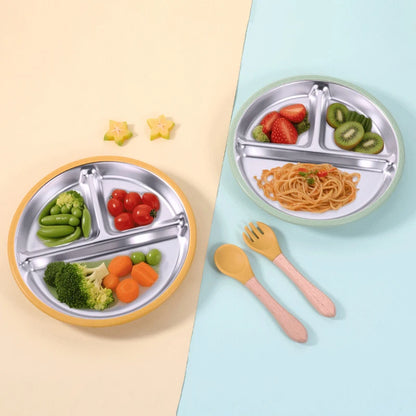 Stainless Steel Divided Plate with Silicone Suction