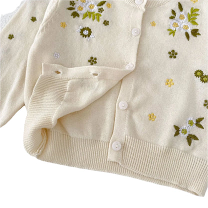 Flower Embroidery Baby Cardigan