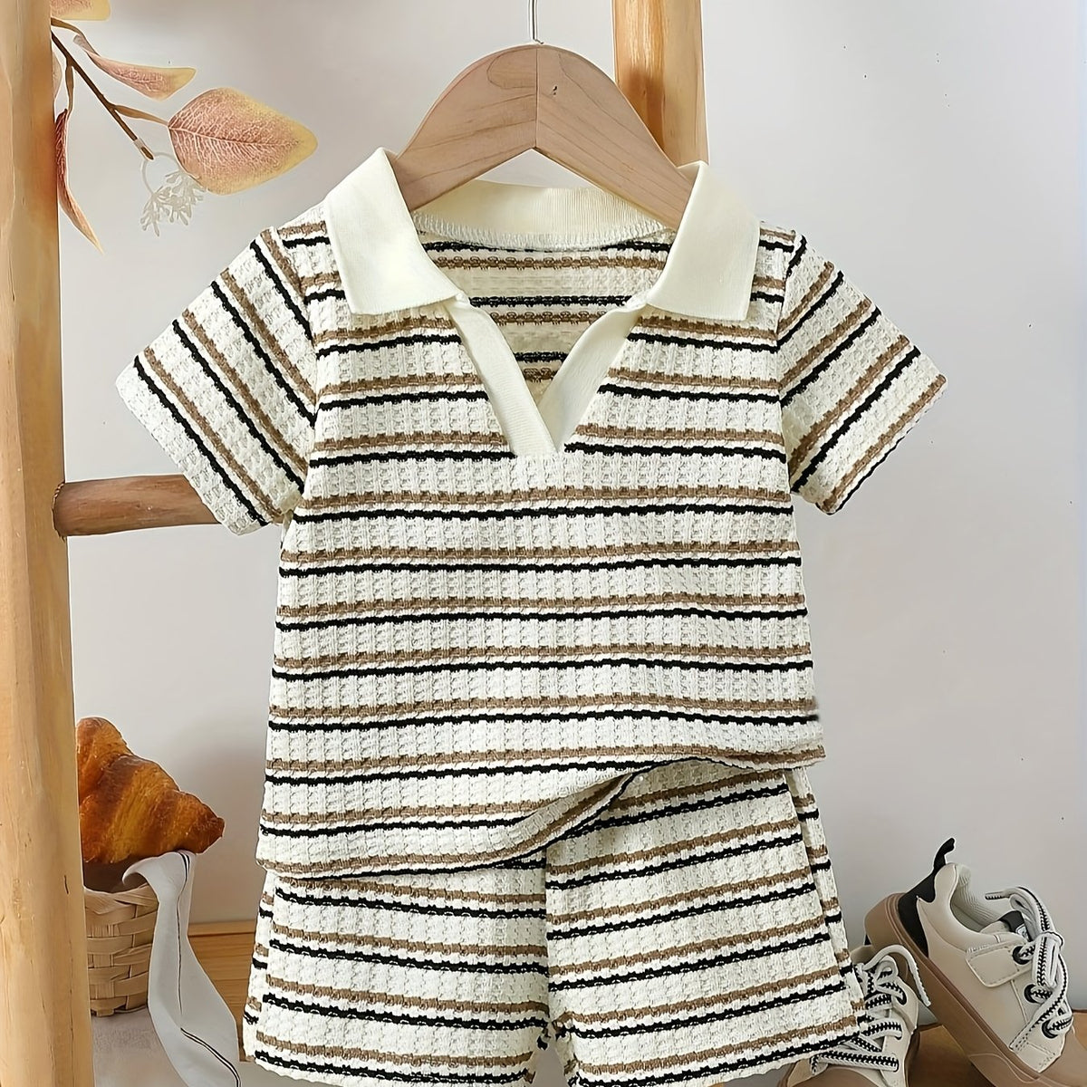 Waffle Knit Polo Set