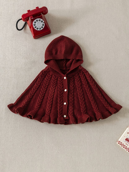 Hooded Knit Poncho